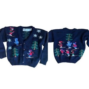 The Eagle's Eye Vintage Childrens Skier Button Cardigan‎ Size L 6-7 Runs Small